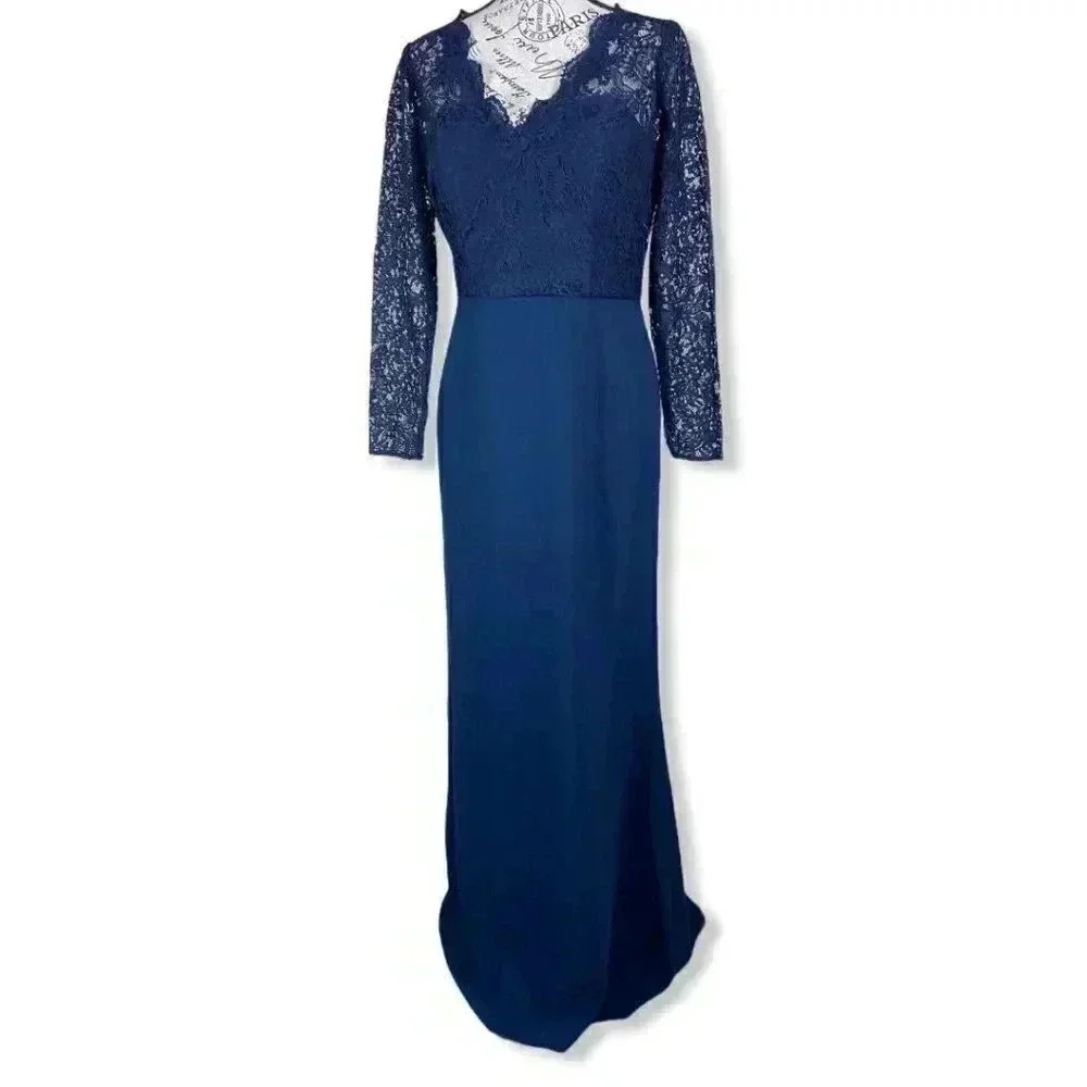 Dessy Collection Illusion-Back Lace Trumpet dress